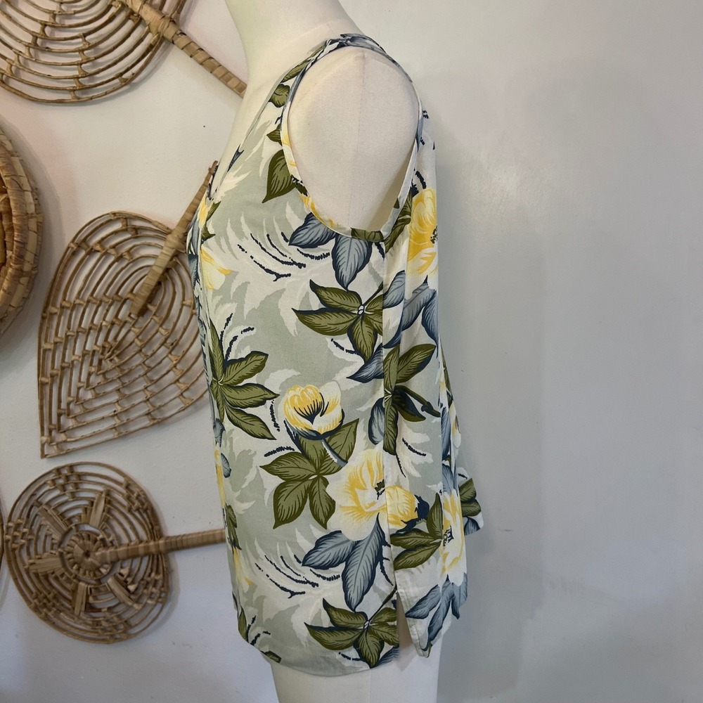 Tommy Bahama Rayon Floral Tank Top Tropical Resort Beach Coastal Size L - Picture 3 of 7